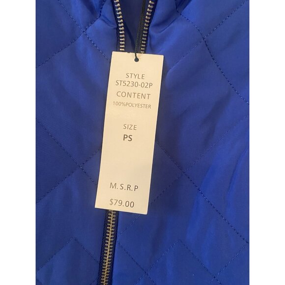NWT ($79) For Cynthia Womens SZ PS Solid Blue Quilted Fleece Full Zip Vest - Picture 4 of 8